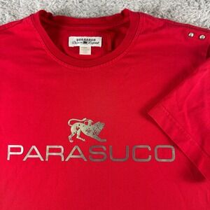 Parasuco Denim Legend‎ Mens Red Graphic T-Shirt Silver Lion Logo Studded Size M